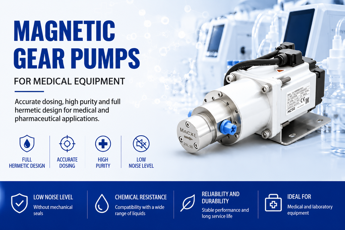 High precision magnetic gear pump for medical equipment and laboratory fluid systems