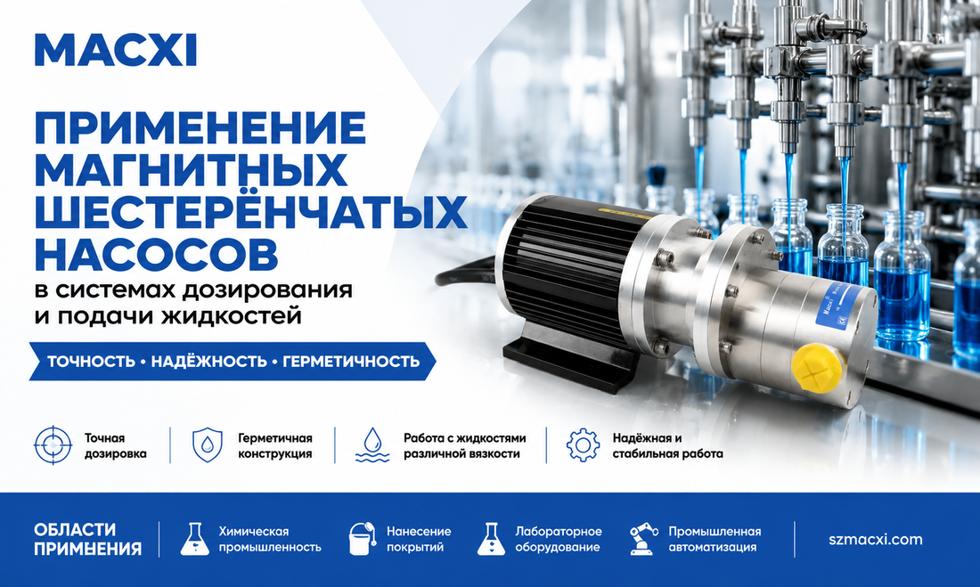 Macxi magnetic gear pump for liquid dosing and delivery systems in industrial applications